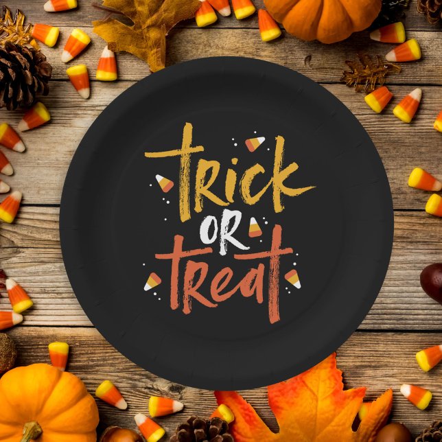 Prato De Papel Trick ou Treine o Dia das Bruxas de Milho Doce (Criador carregado)