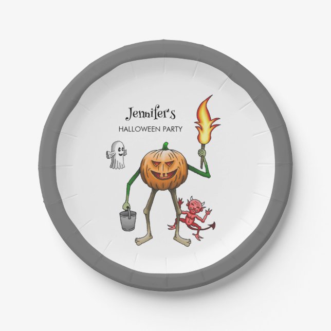 Prato De Papel Trick ou Treine o Halloween (Frente)