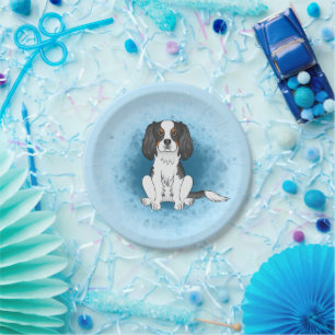 Prato De Papel Tricolor Cavalier King Charles Spaniel Dog Azul