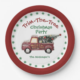 Prato De Papel Trim A Festa De Natal Da Árvore Com O Nome
