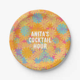 Prato De Papel Trippy Hippie Psychedelic Retro Floral Design