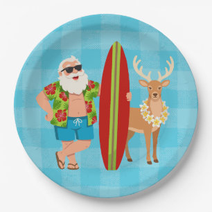 Prato De Papel Tropicais Festivos Férias Havaianas do Papai Noel