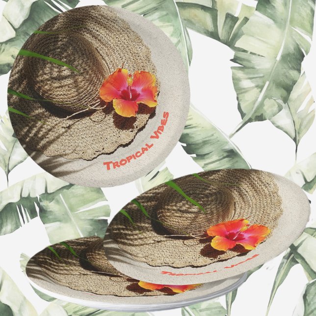 Prato De Papel Tropical Beach Vibes Hibiscus Floral (Criador carregado)