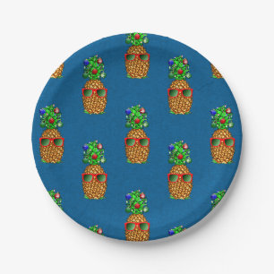 Prato De Papel Tropical Christmas Pineapple Warm Xmas