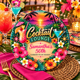 Prato De Papel Tropical Cocktail Lounge 50º Aniversário 