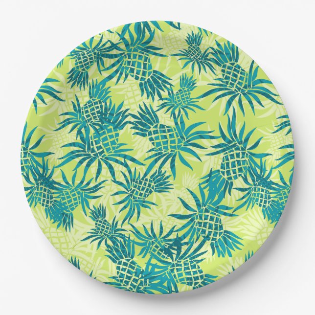 Prato De Papel Tropical de Pineapple Camo Hawaiian (Frente)