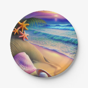 Prato De Papel Tropical Fantasy Beach Sunset