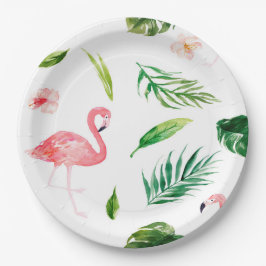 Prato De Papel Tropical Flamingo