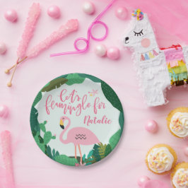 Prato De Papel Tropical flamingo