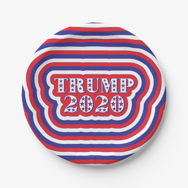 Prato De Papel Trump 2020 Patriotic Red Blue Stripes (Frente)