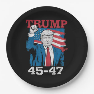 Prato De Papel Trump 45 47 Vintage Retro Bandeira Americana dos E