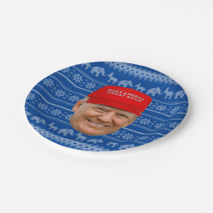Prato De Papel TRUMP MAGA Natal