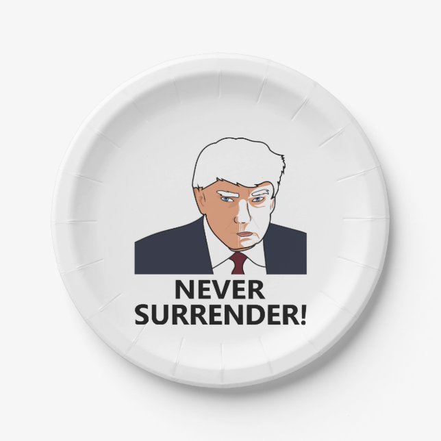 Prato De Papel Trump Nunca Devolva Mug Shot (Frente)
