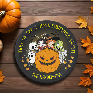 Prato De Papel Truque de Cartoon Monstro de Halloween Spooky