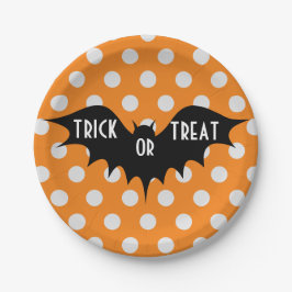 Prato De Papel Truque de Dia das Bruxas ou trate bolinhas laranja