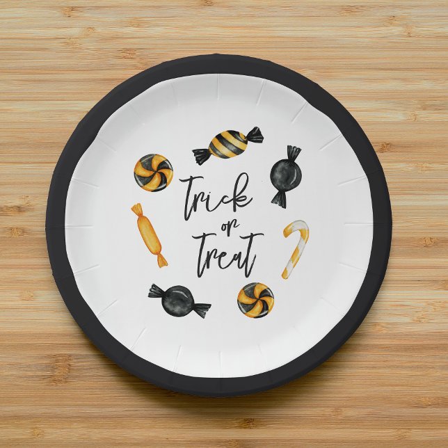 Prato De Papel Truque ou Tratamento Clássico de Doces de Hallowee (Criador carregado)