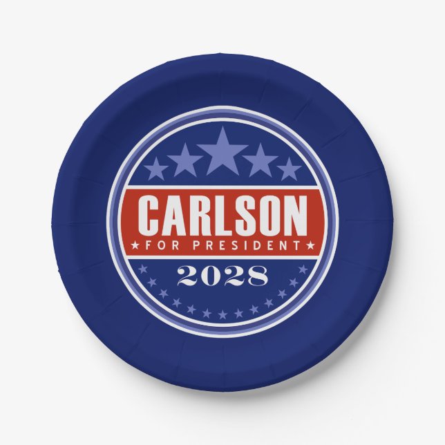 Prato De Papel Tucker Carlson Presidente 2028 (Frente)