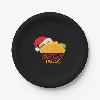 Prato De Papel Tudo O Que Eu Quero É Tacos Papais noeis De Natal