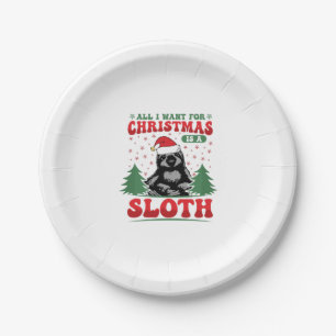 Prato De Papel Tudo o que quero no Natal é um Sloth