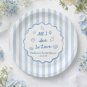 Prato De Papel Tudo O Que Vejo É Amor Concha Marinha Casamento à 