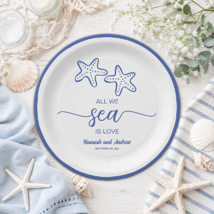 Prato De Papel Tudo o que vemos é Amor Chic Estrela-do-Mar Casal 