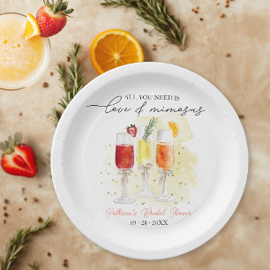 Prato De Papel Tudo o que Você Precisa É Amor & Mimosas Chá de No