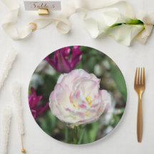 Tulipas cor-de-rosa brilhantes num dia ensolarado