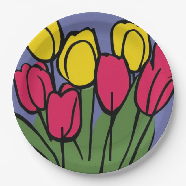 Prato De Papel Tulipas de primavera (Frente)