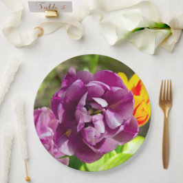 Prato De Papel Tulipas lilás num dia ensolarado