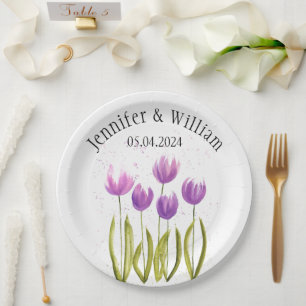 Prato De Papel Tulips Flores de Água Primavera Rustic Wedes