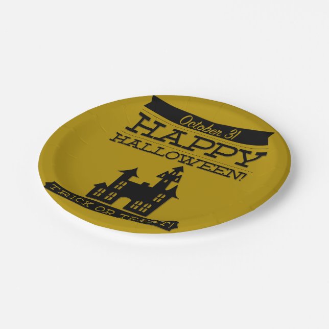 Prato De Papel Tupografia retro Halloween (Inclinado)