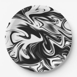 Prato De Papel "Turbilhão Cósmico: A Elegância do Mármore Negro e