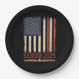 Prato De Papel Turma de Formatura Senior 2025 Bandeira Americana 