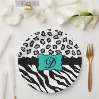 Turquesa Branca Negra Zebra Leopardo Monograma