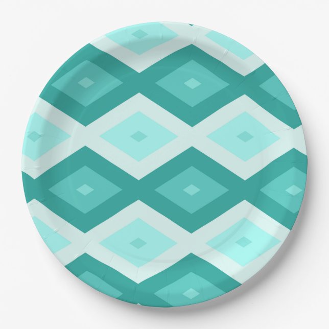 Prato De Papel Turquoise diamond pattern (Frente)