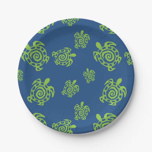 Prato De Papel Turtle Green e Blue Party (Frente)