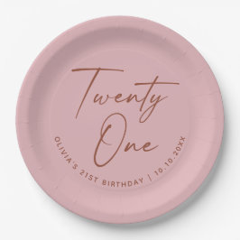 Prato De Papel Twenty One Birthday | Dusty Rose Pink 21st Party