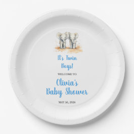 Prato De Papel Twin Baby Shower Plate