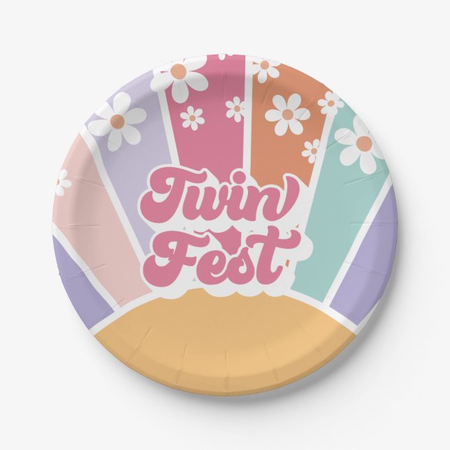 Prato De Papel Twin Fest Retro Sunshine Rainbow Daisy (Frente)
