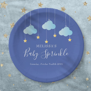 Prato De Papel Twinkle Sprinkle Little Star Chuveirinho Azul