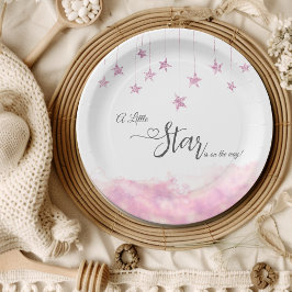 Prato De Papel Twinkle Twinkle Little Star Pink Girl Baby Shower