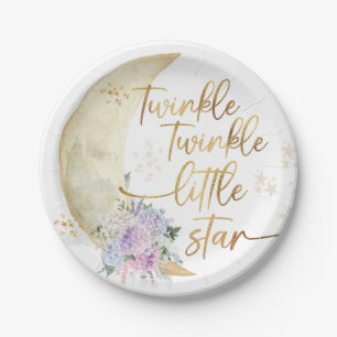 Prato De Papel Twinkle Twinkle - Pequena Chá de fraldas de Estrel