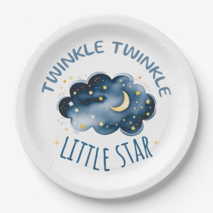 Prato De Papel Twinkle Twinkle - Pequena Chá de fraldas de Estrel