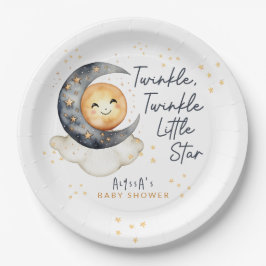 Prato De Papel Twinkle Twinkle - Pequena Chá de fraldas de Estrel