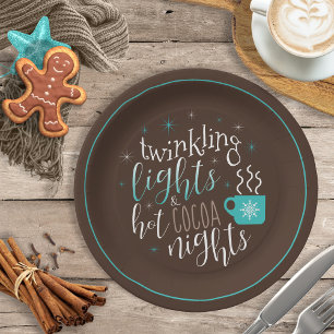 Prato De Papel Twinkling Lights Hot Cocoa Nights ID593