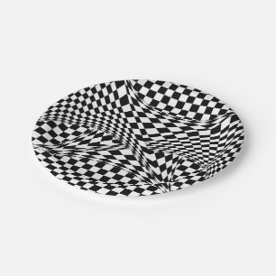 Prato De Papel Twisted Checkers por Kenneth Yoncich