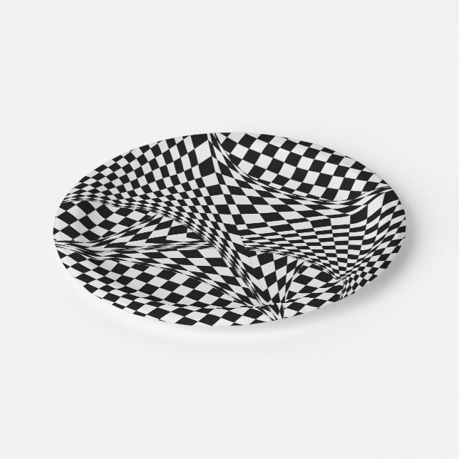 Prato De Papel Twisted Checkers por Kenneth Yoncich (Inclinado)