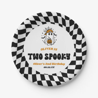 Prato De Papel Two Spooky Halloween Retro 2nd Birthday Party