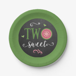 Prato De Papel Two Sweet Watermelon 2nd Birthday Paper Plate