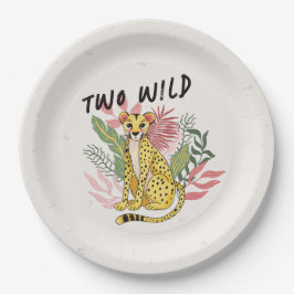Prato De Papel Two Wild Safari Pink Cheetah Kids Birthday Party